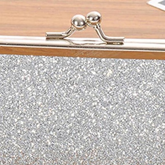 Silver Sequins Clutch Purse Evening Party Wedding Handbag Shoulder Bag - Picture 4 of 4